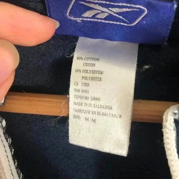 Vintage Reebok Classic Navy Blue Towel Zip Up Hoodie Women's Size M - Picture 7 of 8